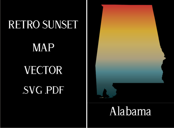 Alabama Retro Sunset Map