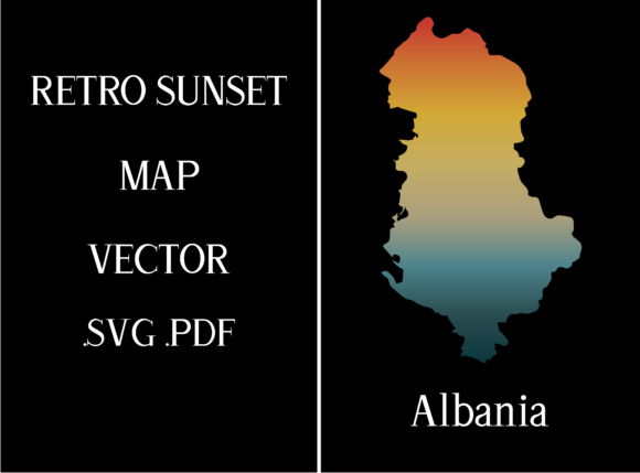 Albania Retro Sunset Map