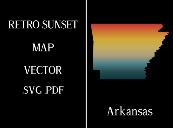 Arkansas Retro Sunset Map