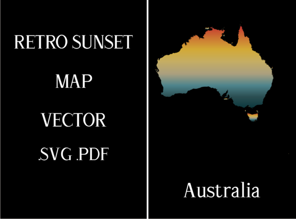 Australia Retro Sunset Map