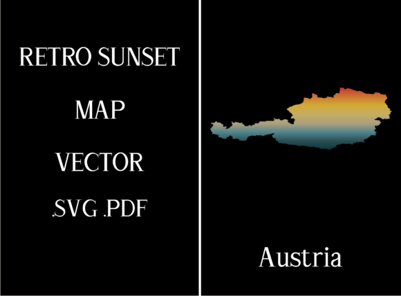 Austria Retro Sunset Map