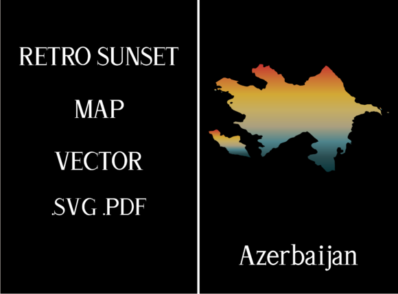 Azerbaijan Retro Sunset Map