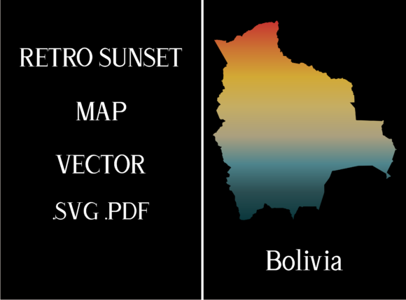 Bolivia Retro Sunset Map