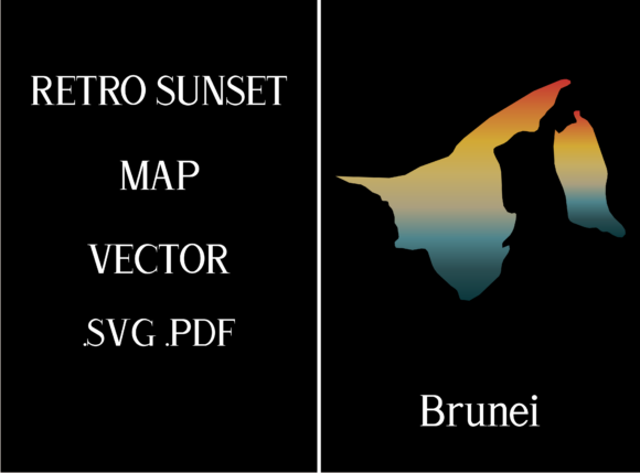 Brunei Retro Sunset Map
