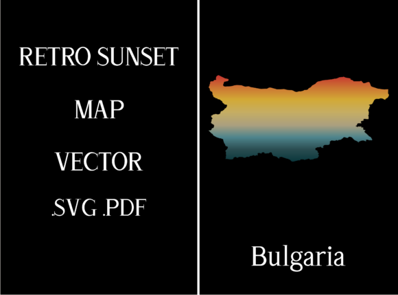 Bulgaria Retro Sunset Map