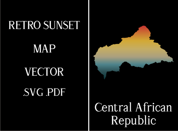 Central African Rep Retro Sunset Map