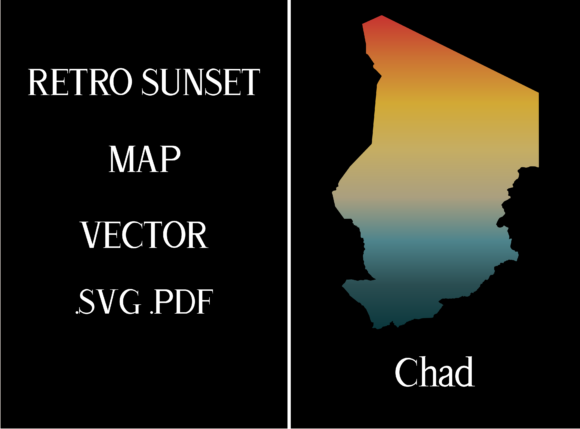 Chad Retro Sunset Map