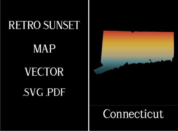 Connecticut Retro Sunset Map