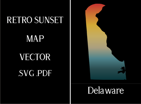 Delaware Retro Sunset Map