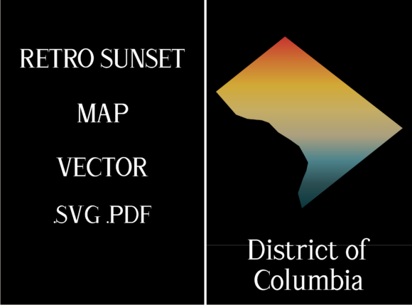 District of Columbia Retro Sunset Map