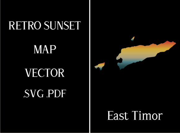 East Timor Retro Sunset Map