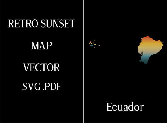 Ecuador Retro Sunset Map