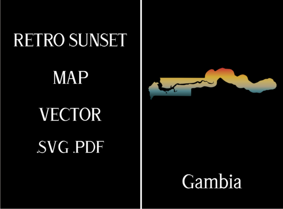 Gambia Retro Sunset Map
