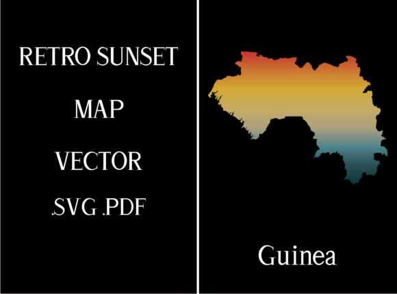 Guinea Retro Sunset Map