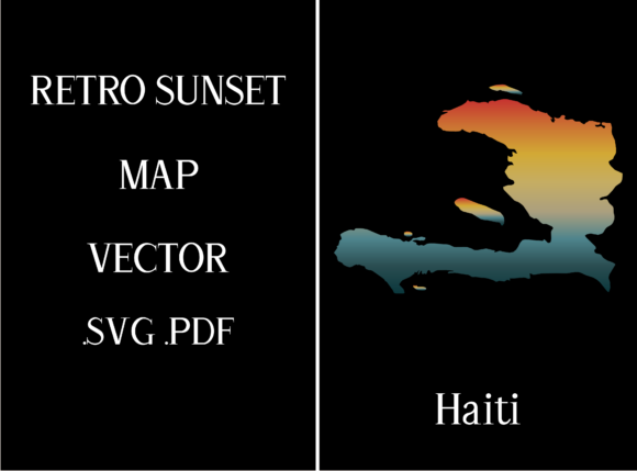 Haiti Retro Sunset Map