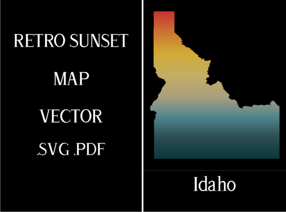 Idaho Retro Sunset Map