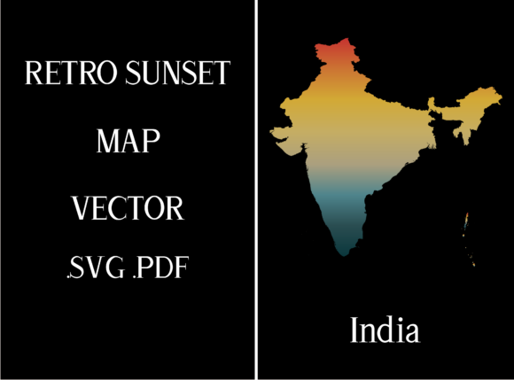India Retro Sunset Map