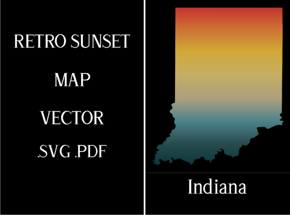 Indiana Retro Sunset Map