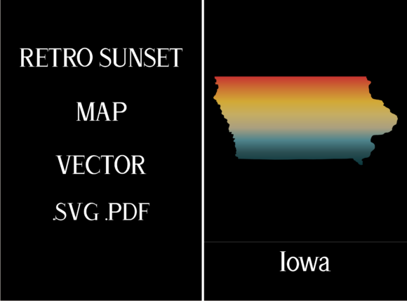 Iowa Retro Sunset Map