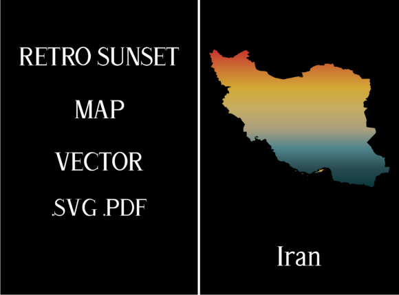 Iran Retro Sunset Map