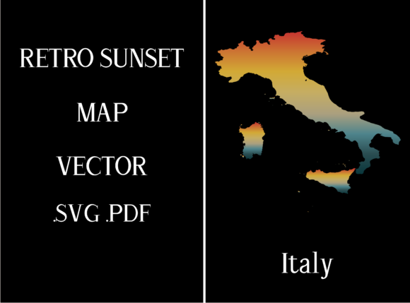 Italy Retro Sunset Map