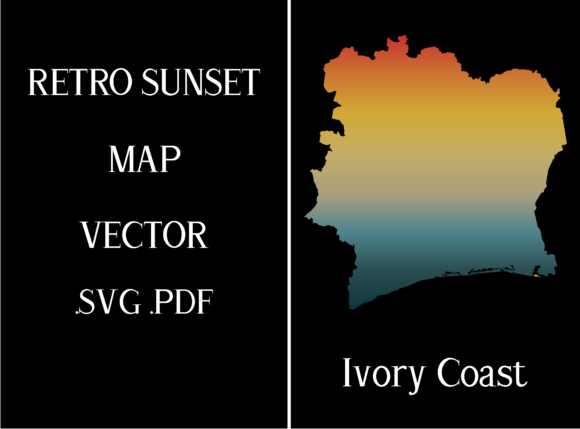 Ivory Coast Retro Sunset Map