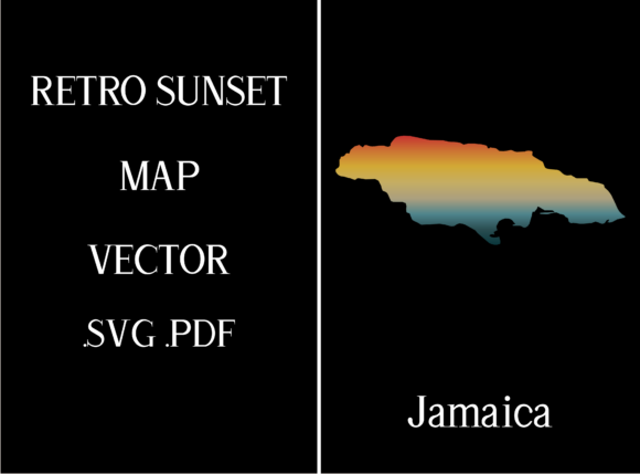 Jamaica Retro Sunset Map