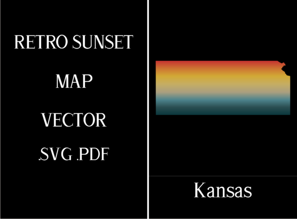 Kansas Retro Sunset Map