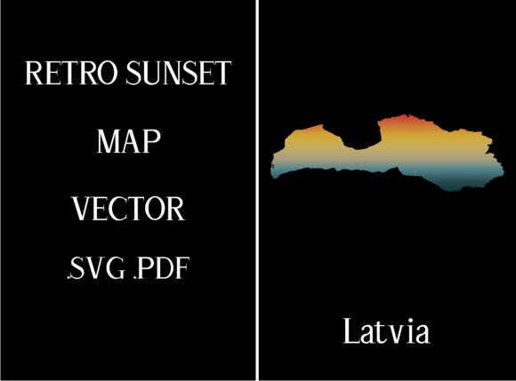 Latvia Retro Sunset Map
