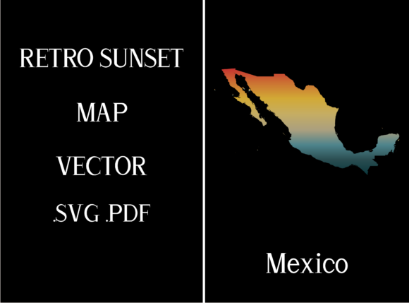 Mexico Retro Sunset Map