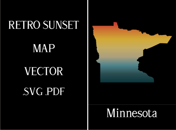 Minnesota Retro Sunset Map