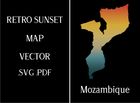 Mozambique Retro Sunset Map