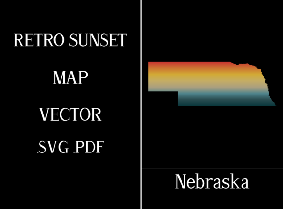 Nebraska Retro Sunset Map