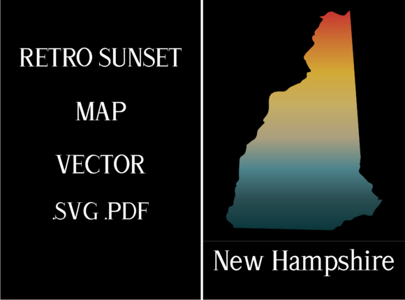 New Hampshire Retro Sunset Map