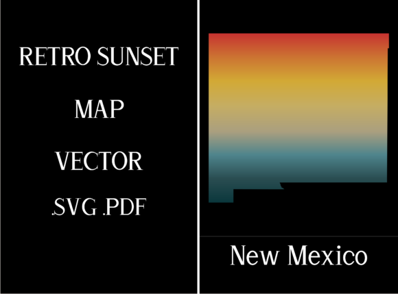 New Mexico Retro Sunset Map