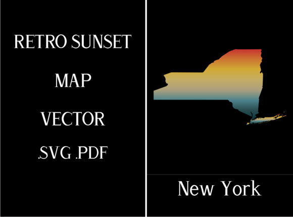 New York Retro Sunset Map