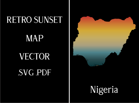 Nigeria Retro Sunset Map