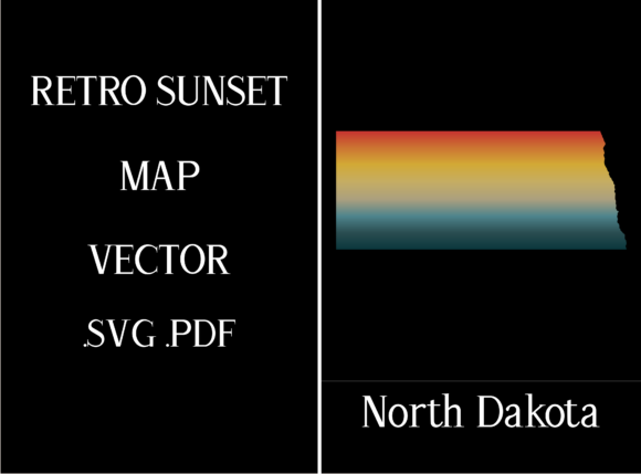 North Dakota Retro Sunset Map