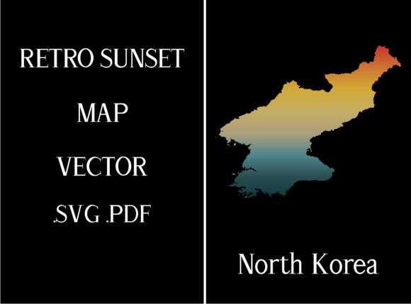 North Korea Retro Sunset Map