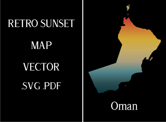 Oman Retro Sunset Map