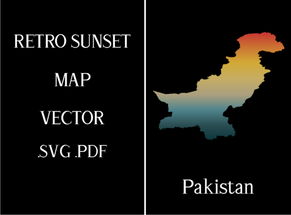 Pakistan Retro Sunset Map