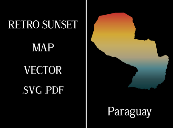 Paraguay Retro Sunset Map