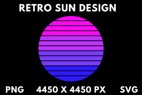 Pink to Blue Retro Sun PNG and Vector