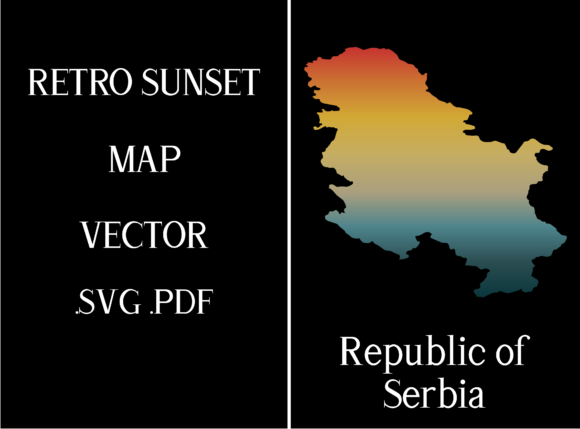 Republic of Serbia Retro Sunset Map