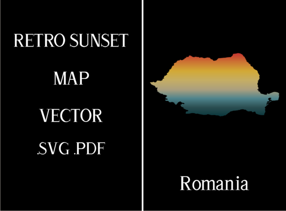 Romania Retro Sunset Map