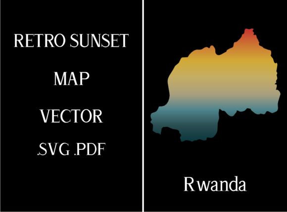 Rwanda Retro Sunset Map