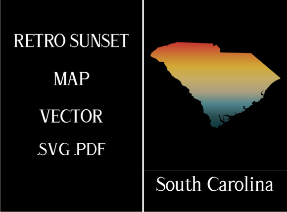 South Carolina Retro Sunset Map
