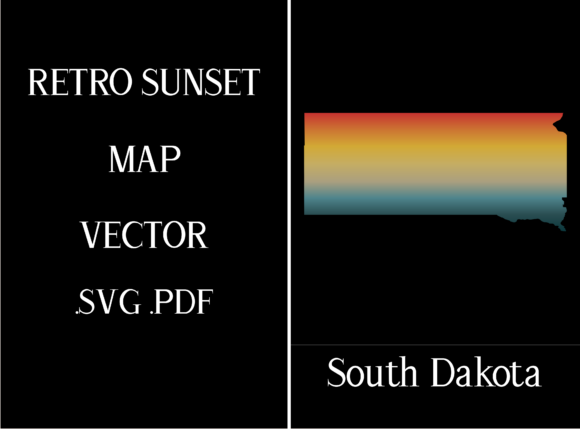 South Dakota Retro Sunset Map