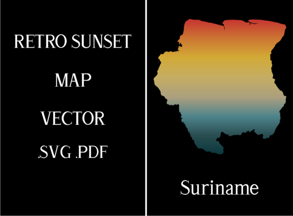 Suriname Retro Sunset Map