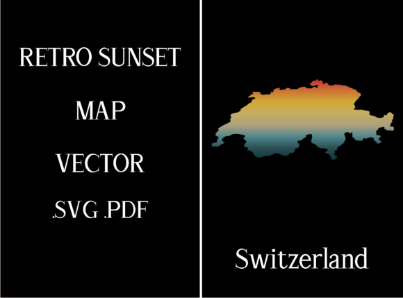 Switzerland Retro Sunset Map